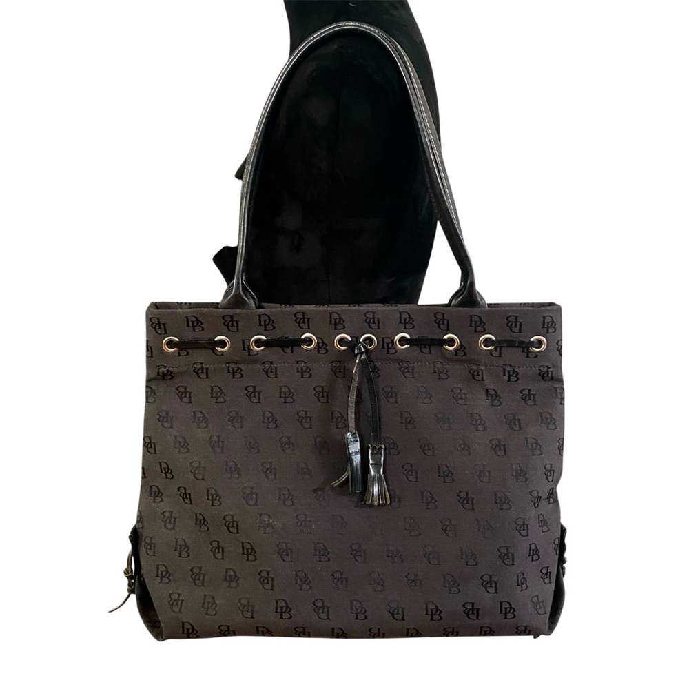 Dooney & Bourke Black Logo Tassel Tote | Monogram Shoulder Bag Classic Everyday